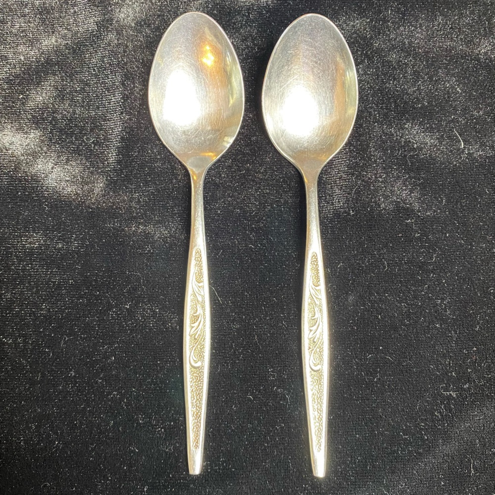 Lot of 2 GUC Vintage MCM, Korea CARLTON Stainless Flatware Teaspoons
